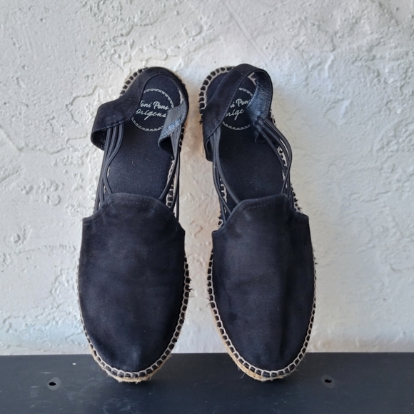 Toni Pons Nuria Espadrilles Black Low Wedge Elastic Straps Size 41 - Picture 4 of 8